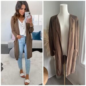 J. Crew Juliette Linen Duster Cardigan Sweater Size XS Tan Longline